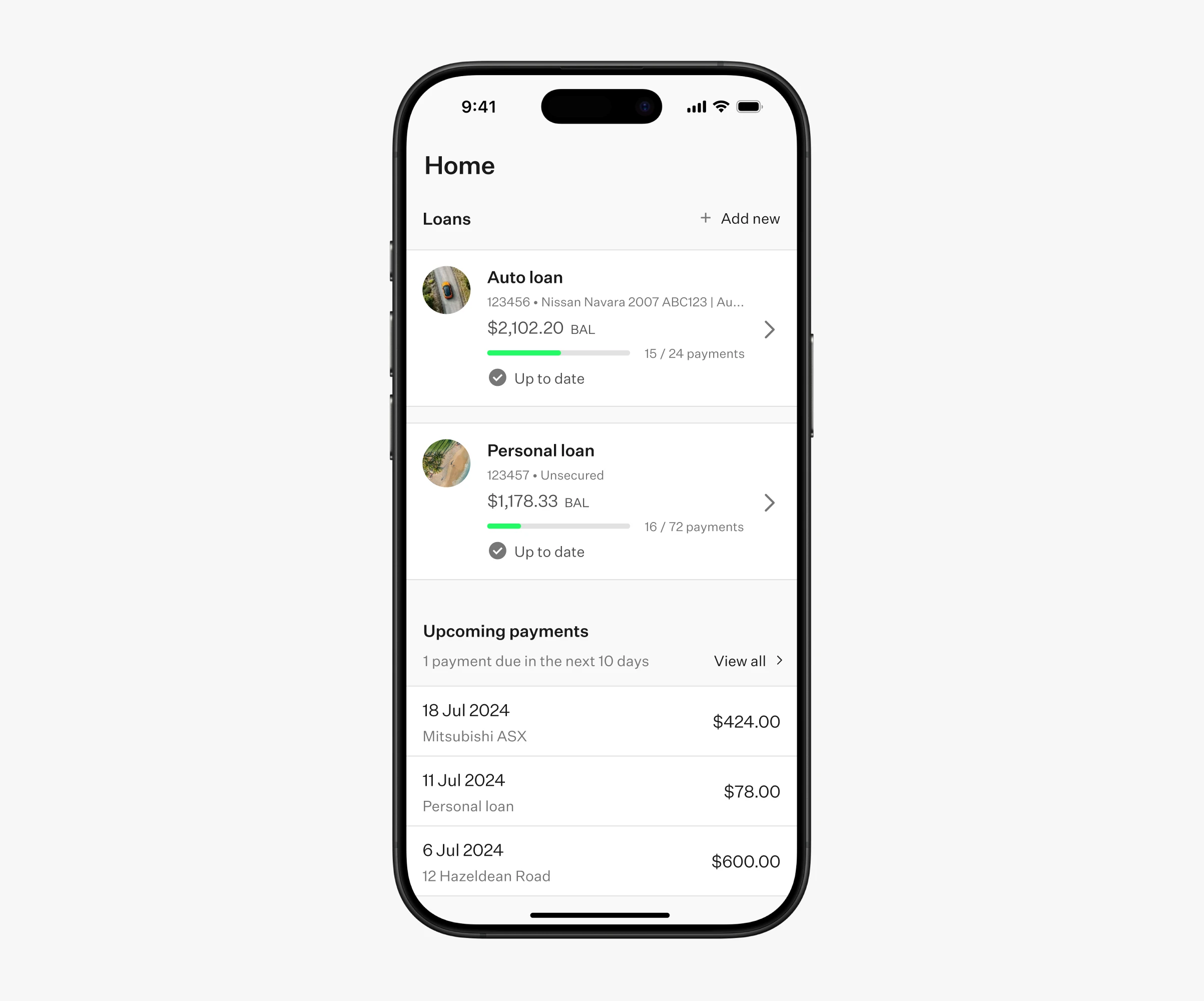 Loan Card UI Features