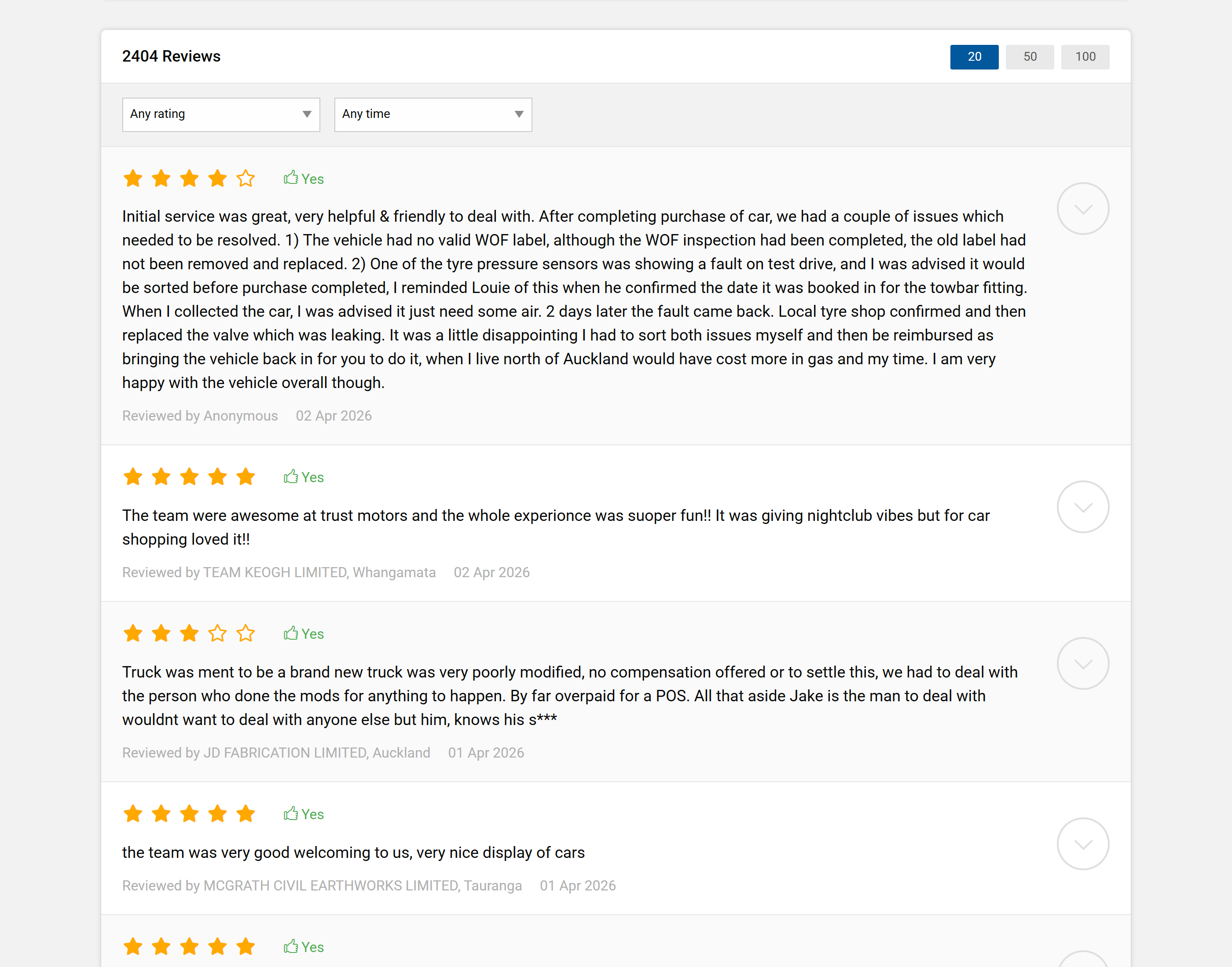 BuyerScore customer reviews section before redesign