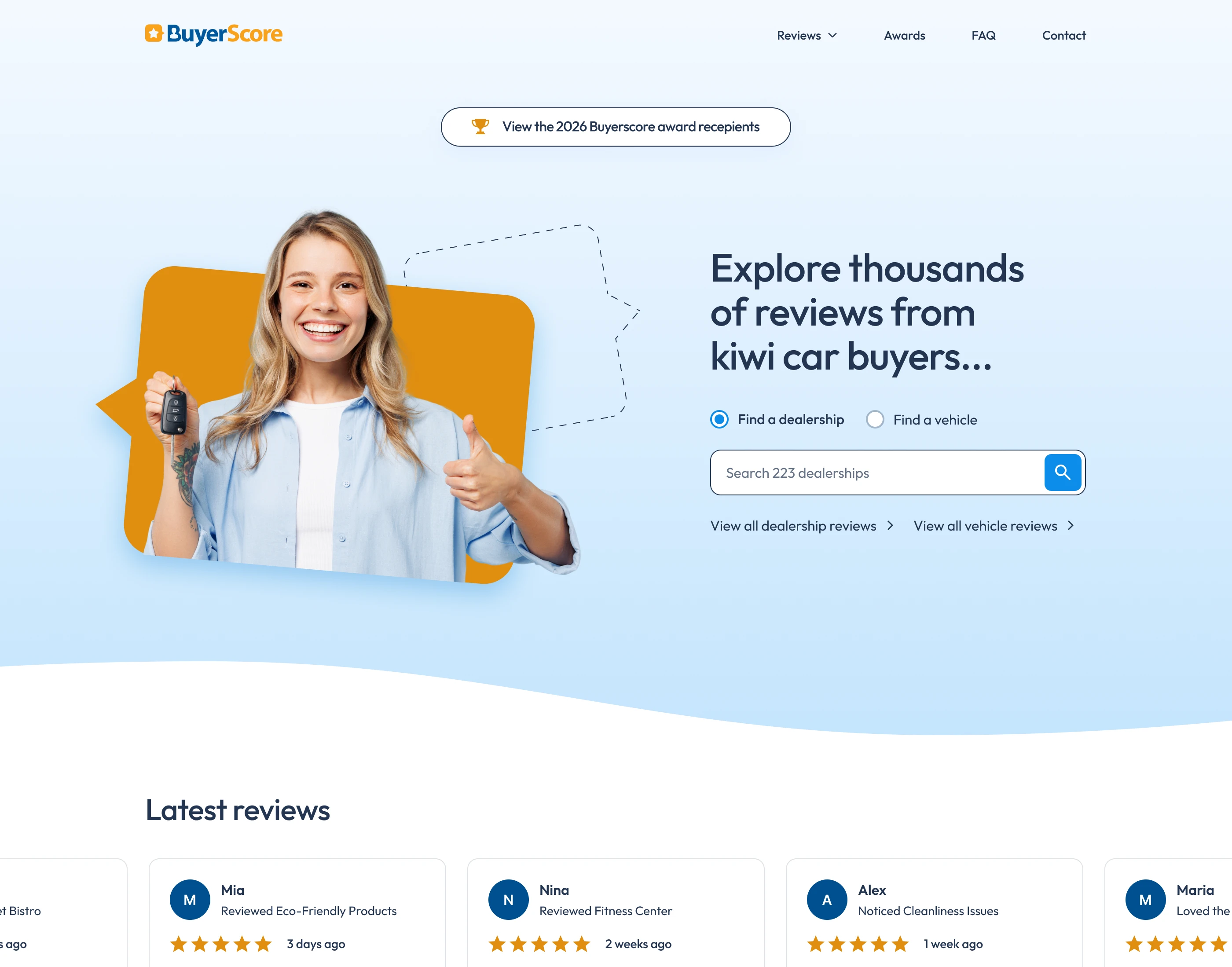 BuyerScore home page after redesign