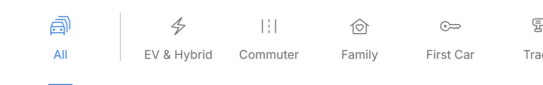 Quick lifestyle filters on the vehicle listing page