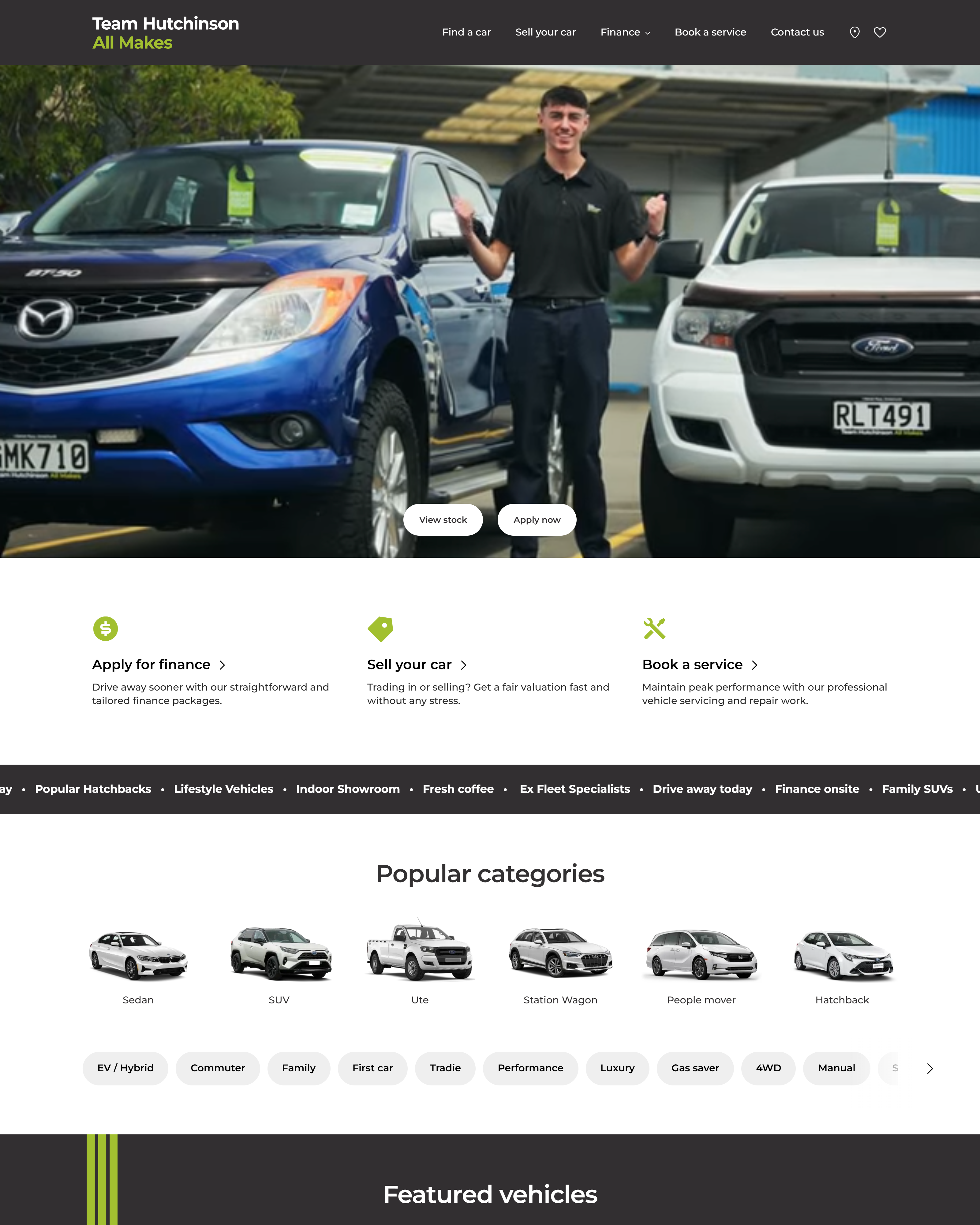 Team Hutchinson dealership website homepage